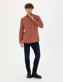 Рубашка Pierre Cardin Slim Fit кирпичная из хлопка