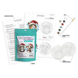 ФРЕЯ PNBM-035 Набор для раскрашивания по номерам (на магните) 9 х 9 см Кот и пёс в колпачках фото 4