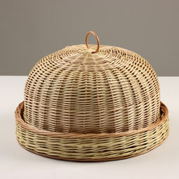 Хлебница круглая с крышкой, плетёная, d=32 см