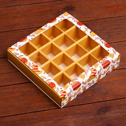 Коробка под 16 конфет «Новогодняя», 17.5×17.5×3.5 см