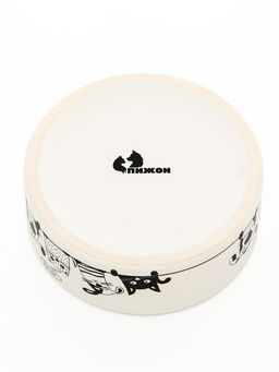 Миска керамическая Весёлые котики 300 мл - 12.512.54.5 см, чёрная/белая - Пижон фото 4