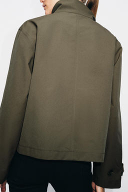 TRENCH CORTA CRUZADA / Khaki oscuro - Zara фото 3