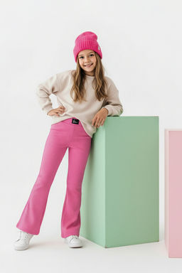 Lacivert K?z Cocuk Genis Paca/Flare Basic Orme Tayt TKDSS24TA00007 - Trendyolmilla фото 13