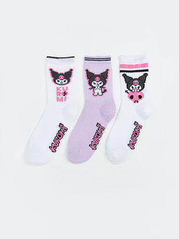 Kuromi Desenli K?z ?ocuk Soket ?orap 3l?