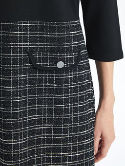 Bisiklet Yaka Ekose A Kesim Elbise