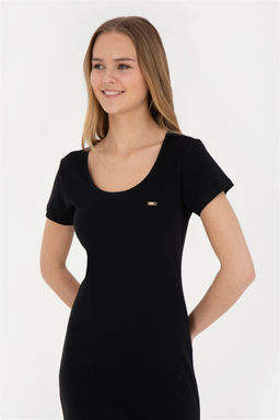 Женское черное трикотажное платье - U.s. polo assn фото 4