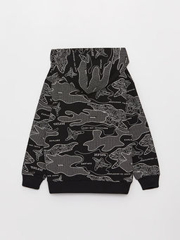 Bask?l? Uzun Kollu Erkek ?ocuk Hoodie - Waikiki фото 2