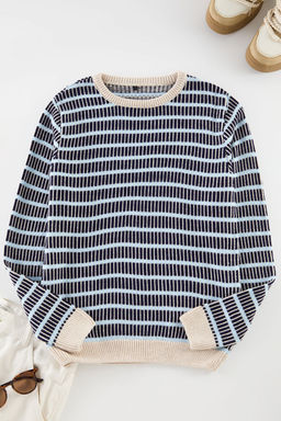 Cok Renkli Casual Regular Bisiklet Yaka Etnik Triko Kazak TMNAW25KZ00058