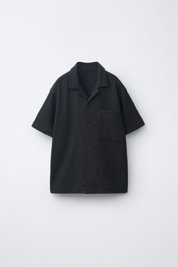 CAMISA BOWLING TEXTURA / Negro