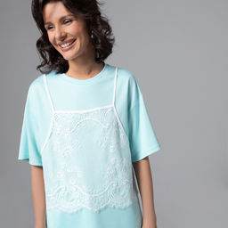 Футболка оверсайз, Модный тандем (мятный 2 в 1)