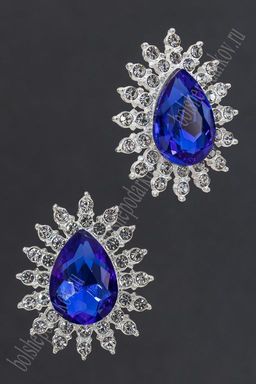 Серединка ювелирная (2 шт) SF-5957, серебро/синий №08