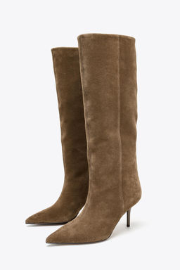 SPLIT SUEDE STILETTO HEEL BOOTS - Zara фото 5
