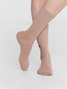 Цена за 5 пар! Носки женские высокие бежевые с надписью Comfort zone - Mark formelle фото 3