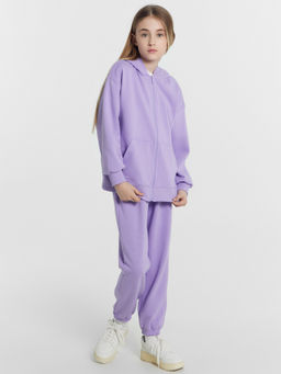 Комплект для девочек (толстовка, брюки, футболка) фиолетовый с печатью - Mark formelle фото 4