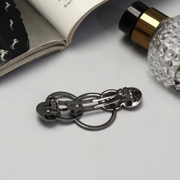 Цена за 2 шт. Заколка - автомат для волос «Либерти», круги, 7.5 см, серебро