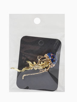 Брошь «Медуза» морская, цвет синий в золоте