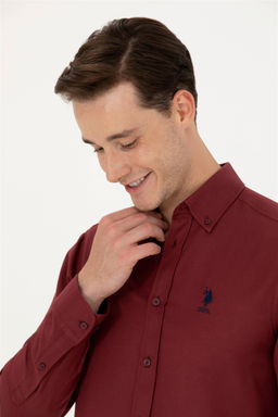 Мужская базовая рубашка бордового цвета с длинным рукавом Неожиданная скидка в корзине - U.s. polo assn фото 2