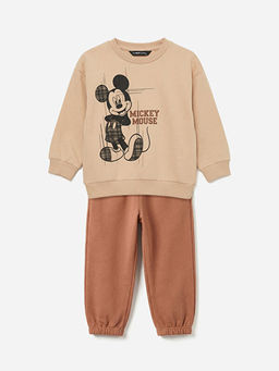 Mickey Mouse Bask?l? Erkek Bebek Sweatshirt ve E?ofman Alt?