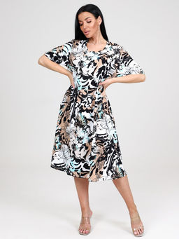 874 ПЛАТЬЕ ЖЕНСКОЕ (Черный/бежевый) - А-дина фото 2