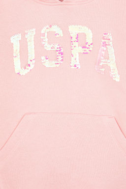 K_z _ocuk Toz Pembe Payet __lemeli _ardonlu Kap__onlu Basic Sweatshirt Sepette S_rpriz _ndirim - U.s. polo assn фото 4