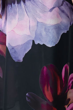 Lacivert Cicek Desenli Uste Oturmayan Midi Saten Dokuma Elbise TWOSS24EL00990 - Trendyolmilla фото 3