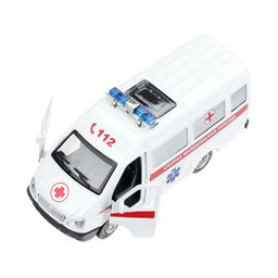 Машина металл ГАЗ -3221 "Газель" Скорая 12,2 см, (двери) инерц, в коробке