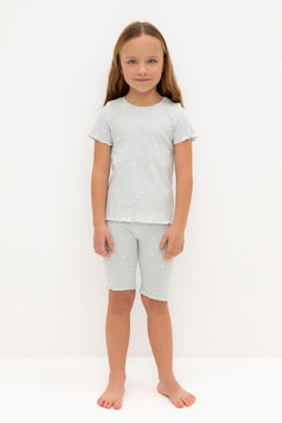 К 1632/серое небо,мини листики пижама для дев