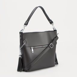 Сумка-тоут на молнии, 2 наружных кармана, длинный ремень, цвет серый - Simaland фото 2