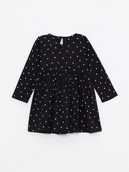 Bisiklet Yaka Uzun Kollu Bask?l? K?z Bebek Elbise - Waikiki фото 2