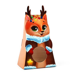 Цена за 5 шт. Коробка новогодняя складная с окном Оленёнок, 9?16.5?6 см