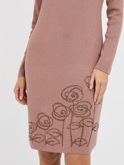 платье длины миди в розовом цвете с цветами из страз - Glenfield фото 4