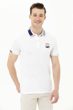 Мужская белая футболка с воротником поло - U.s. polo assn фото 11