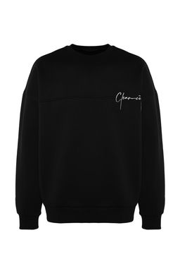 TRENDYOL MAN Limited Edition Siyah Oversize/Genis Kesim Designer Nak?sl? Ici Polarl? Sweatshirt TMNAW24SW00134 - Trendyolmilla фото 6