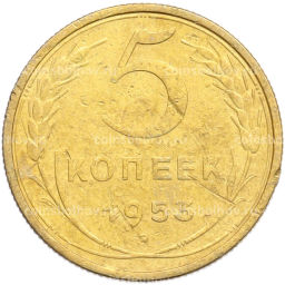 Монета 5 копеек 1953 года