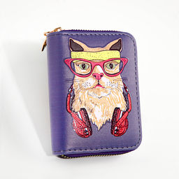 Кошелёк детский Выбражулька Cool cat, на молнии, фиолетовый