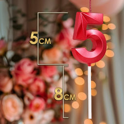 Цена за 2 шт. Свеча в торт на шпажке «Цифра 5», красная, 5 см