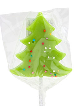 Цена за 20 шт. Карамель леденцовая новогодняя Елочка в обсыпке, яблоко, 35 г