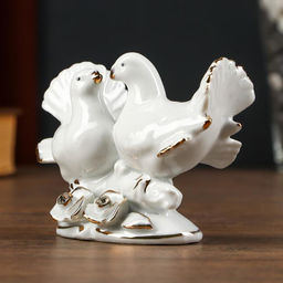 Фигурка «2 белых голубя», со стразами, 9×12 см