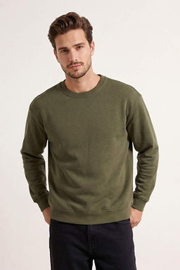 Haki Oversize/Geni_ Kesim Basic __i _ardonlu Bisiklet Yaka Sweatshirt TMNAW26SW00047