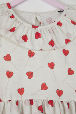 Pembe K?z Cocuk Cilek Desenli K?sa Kol Mini Bayraml?k Orme Elbise TKDSS25EL00066 - Trendyolmilla фото 4