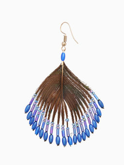 Серьги «Павлин», 5×8 см, синие