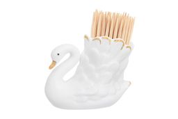 Вазочка п/зубоч. 7*3,5*5,5 см 25 мл Лебедь белая, золото