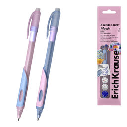 Цена за 24 шт. Набор из 2 ручек гелевых сo стираемыми чернилами ErichKrause ErgoLine® Magic Stick&Grip Milky 0.5, цвет чернил синий (в пакете)