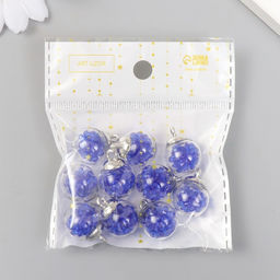 Подвеска декоративная для творчества стекло «Шар - камешки», синяя, d=1.6 см, набор 10 шт.
