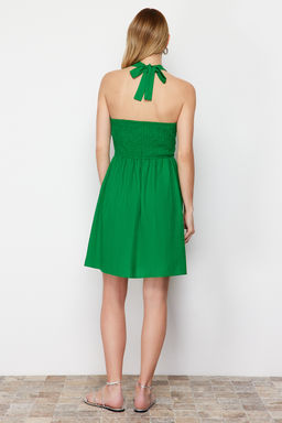 Yesil A Kesim Boyundan Baglamal? S?rt? Gipe Detayl? Midi Dokuma Elbise TWOSS24EL00629 - Trendyolmilla фото 6