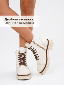 Ботинки 319.PODYUM141w.Вакса белая/шерсть