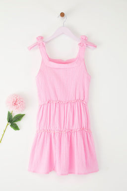 Pembe K?z Cocuk %100 Pamuk Basic F?rf?rl? Ask?l? Mini Bayraml?k Dokuma Elbise TKDSS25EL00058 - Trendyolmilla фото 2