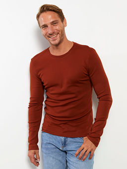 Bisiklet Yaka Uzun Kollu Penye Erkek Ti??rt - Waikiki фото 3