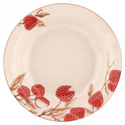 "Шелковый личи" Тарелка глубокая фарфоровая д186мм, h36мм, 360мл, с деколью, отводка, кремовый (Китай)