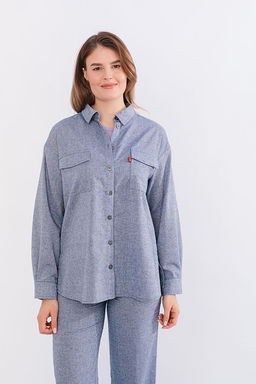 NOBBY, Женская рубашка 002R-122/1 (серо-синий)  фото 3